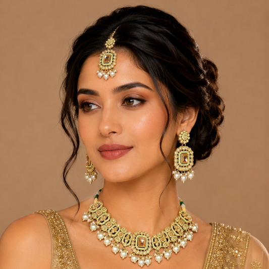 Choker set with earing and Tikka